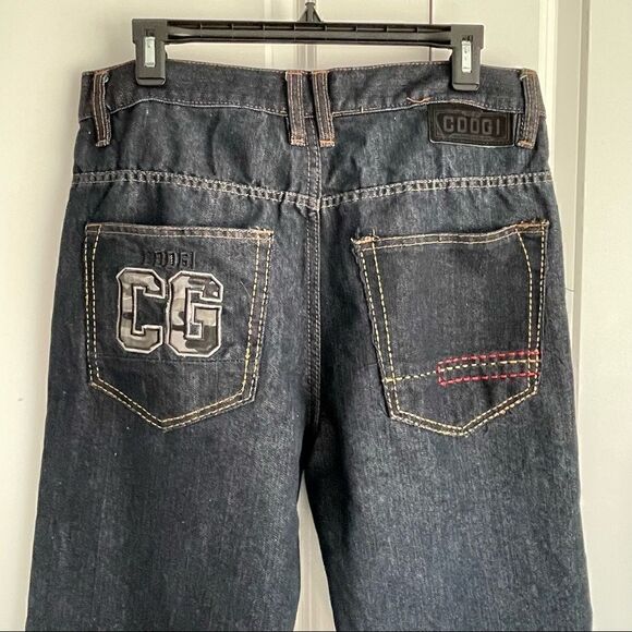 Coogi Australia Dark Blue Denim Jeans Size 36x34 Logo Embroidery - Picture 1 of 14